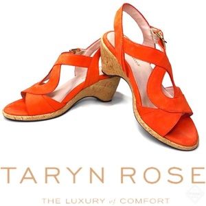 NWOT Taryn Rose Marianna Orange Suede Wedge 7.5M